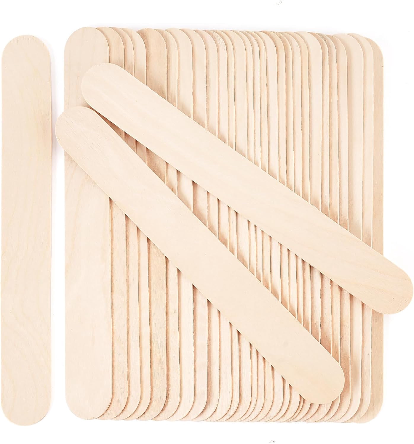 60 Pieces Jumbo Craft Sticks, 8 Inch Natural Wooden Popsicle Multi-Functional Ice Cream Sticks for Crafts, Tongue Depressors, Hair Removal and Waxing Plant Labels, DIY Classroom Crafts