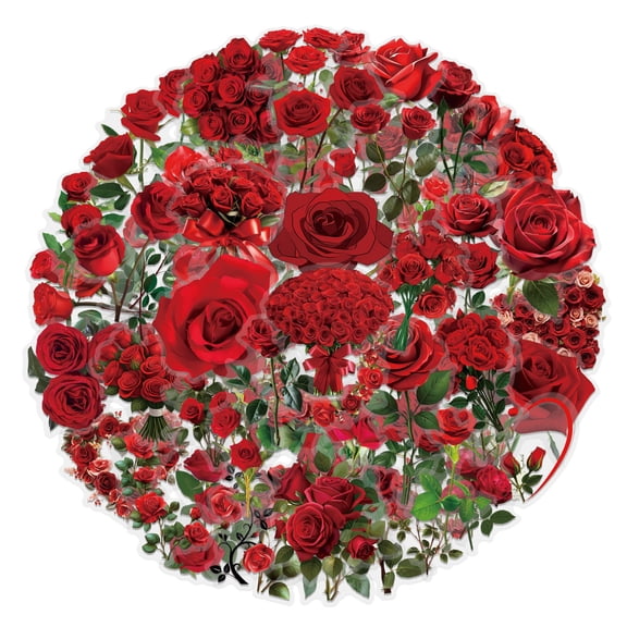 60 Pieces Kids Rose Stickers, Realistic Transparent Rose Pet Stickers, Colorful Waterproof Stickers For Laptops, Stationery, Luggage Scrapbooks, Water Bottles, Mobile Phone Cases, Refrigerators