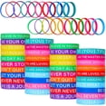 thumbnail image 1 of 60 Pieces Motivational Quote Rubber Wristbands Colored Inspirational Silicone Bracelets Stretch Unisex Wristbands for Women Men Gifts, 20 Styles, 1 of 7