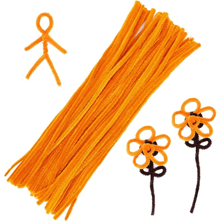 60 Pieces Orange Pipe Cleaners, Christmas Craft Pipe Cleaners,Pipe