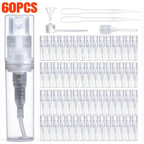 60 Pieces Perfume Atomizer Spray Bottles, 2 ml Travel Size Spray Bottles, Perfume Bottle, Refillable Fragrance Samples Bottles for Travel