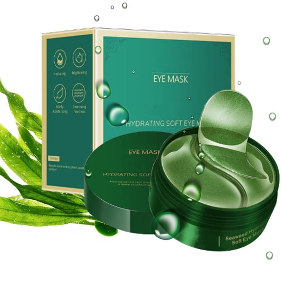 60 Pieces Seaweed Eye Care Patches for Hydration and Moisturizing, Forehead Wrinkles and Eye Bags Treatment, Portable Sheet Mask for Overnight Repair and Travel
