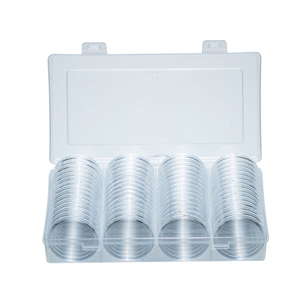 60 Pieces Silver Dollar Coin Case Holder for Collectors 40.6mm Silver Bar Plastic Round Coin Capsules Covers for Silver Bar Coin Collection Supplies, Coin Storage Case Box for Coin Collection