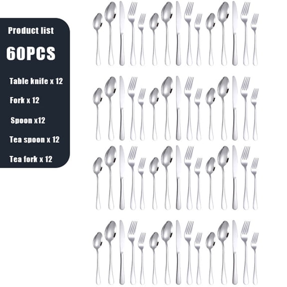 60 Pieces Silverware Set, Stainless Steel Flatware Cutlery Set for 12, Fancy Tableware Eating Utensils for Home Kitchen Restaurant Hotel,Silvery