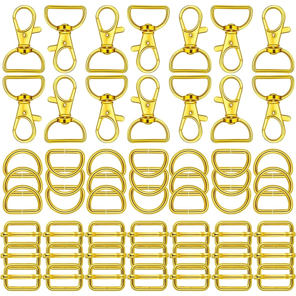 60 Pieces Snap Hooks, Metal D Rings, Triglide Slide Buckles for DIY Handicrafts Backpack Handbag Purse