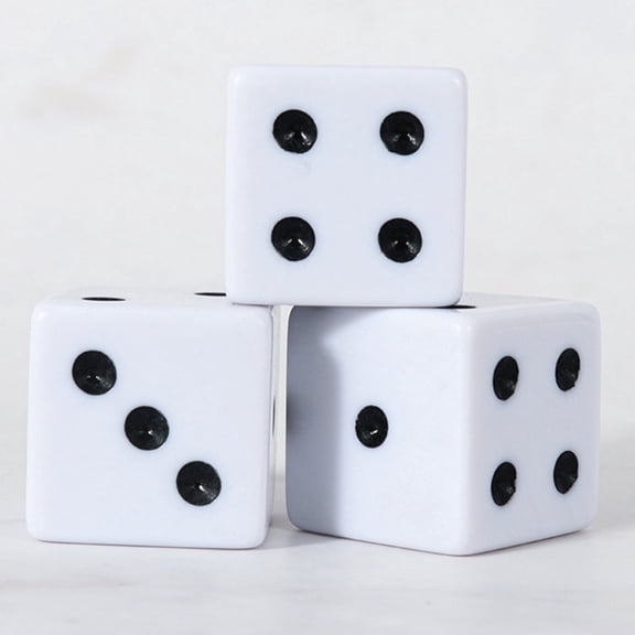 Standard Dice, 16mm Bulk White Opaque Black Pips Six Sided Dice Set, for Rolling, Group Event, Board Games, Classroom Math