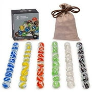 60 Pieces Translucent Chinese Checkers Glass Marbles with Petal Design - 16 Millimeters