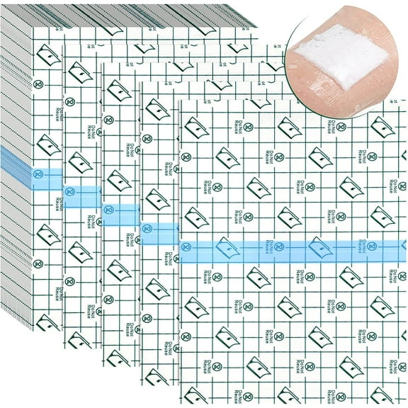 60 Pieces Transparent Adhesive Bandage ,Waterproof Shower Patch Stretch Shower Cover Protective Transparent Film Adhesive Bandages Dressing, 4 x 4 Inch