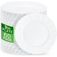 thumbnail image 1 of 60 Pieces White Plastic Plates - 9 Inch White Disposable Plates - Washable & Reusable - Premium Hard Plates - Party Supplies for Birthdays, Celebrations, Travel, Wedding, Party and Events, 1 of 18