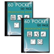 60 Pocket Bound Black Presentation Book, with Clear View Front Cover, 120 Sheet Protector Pages, 8.5" x 11" Sheets, by Better Office Products, Art Portfolio, Durable Poly Covers, Letter Size (2 Pack)