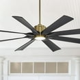thumbnail image 1 of 60" Possini Euro Design Defender Modern Indoor Outdoor Ceiling Fan with Dimmable LED Light Remote Soft Brass Matte Black Damp Rated for Patio Exterior, 1 of 12