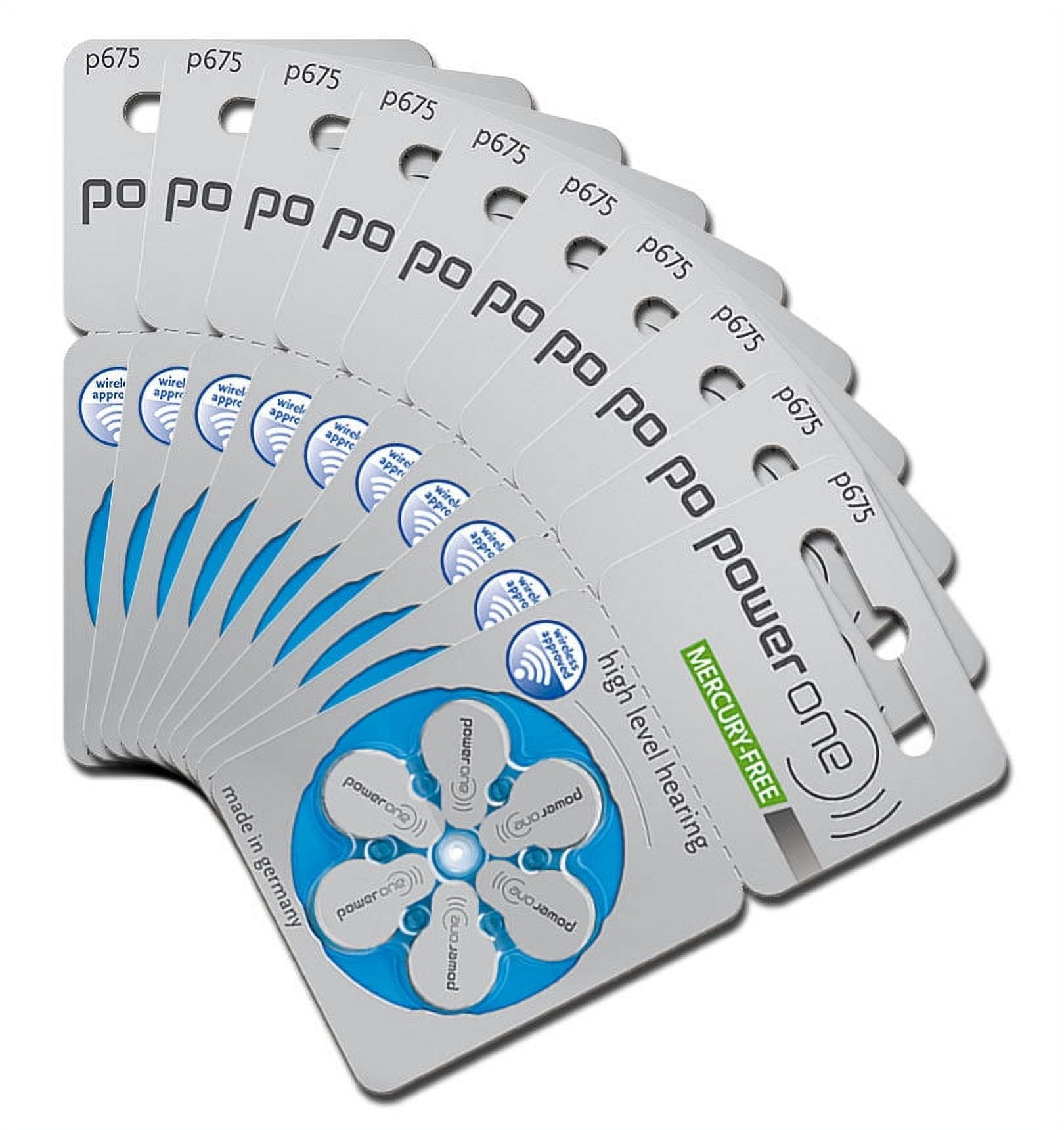 60 Powerone Hearing Aid Batteries Size: 675