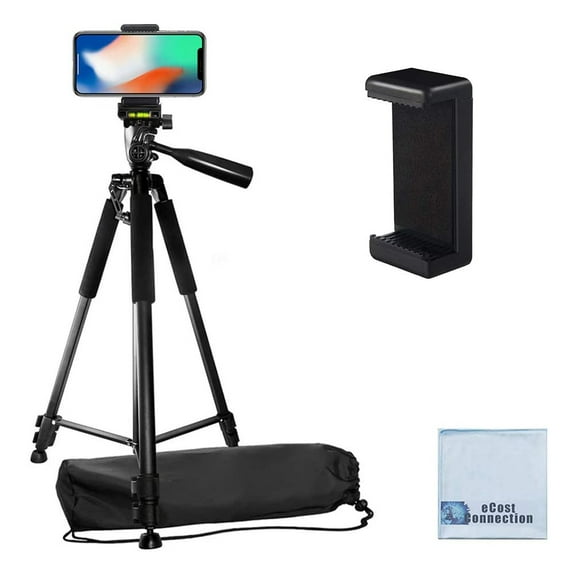 60" Pro Series Professional Camera Tripod and Universal Smartphone Mount for All iPhone and Android Smartphones + eCostConnection Microfiber Cloth