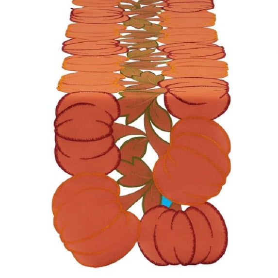 60" Pumpkins Thanksgiving Embroidered Autumn Table Runner