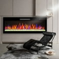 thumbnail image 1 of 60'' Recessed and Wall Mounted Electric Fireplace, 1400W Low Noise Linear Heater, with 16 Multicolor Flame and 5 Flame Brightness, Touch Screen Remote Control,1-9h Timer, Black, 1 of 9