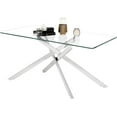 thumbnail image 1 of 60" Rectangular Glass Dining Table, Modern Kitchen Table with Tempered Glass Tabletop and X-Shape Metal Pedestal, Clear Glass Dining Room Table for Home Kitchen, 1 of 16