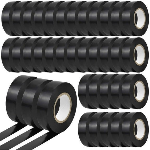 60 Rolls Black Electrical Tape, Waterproof High Temp Electrical Tape, Heavy Duty Outdoor Wiring Insulation, 0.75 in x 33 ft
