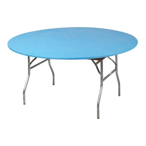 60" Round Fitted Plastic Table Covers, Bundle of 5 (Light Blue)