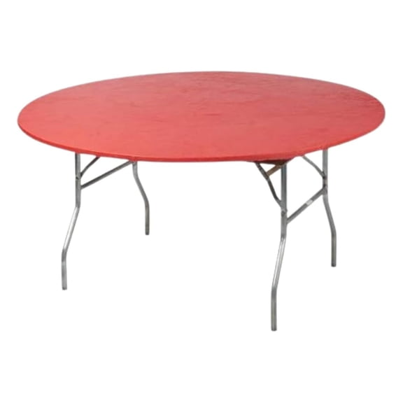 60" Round Fitted Plastic Table Covers, Bundle of 5 (Red)