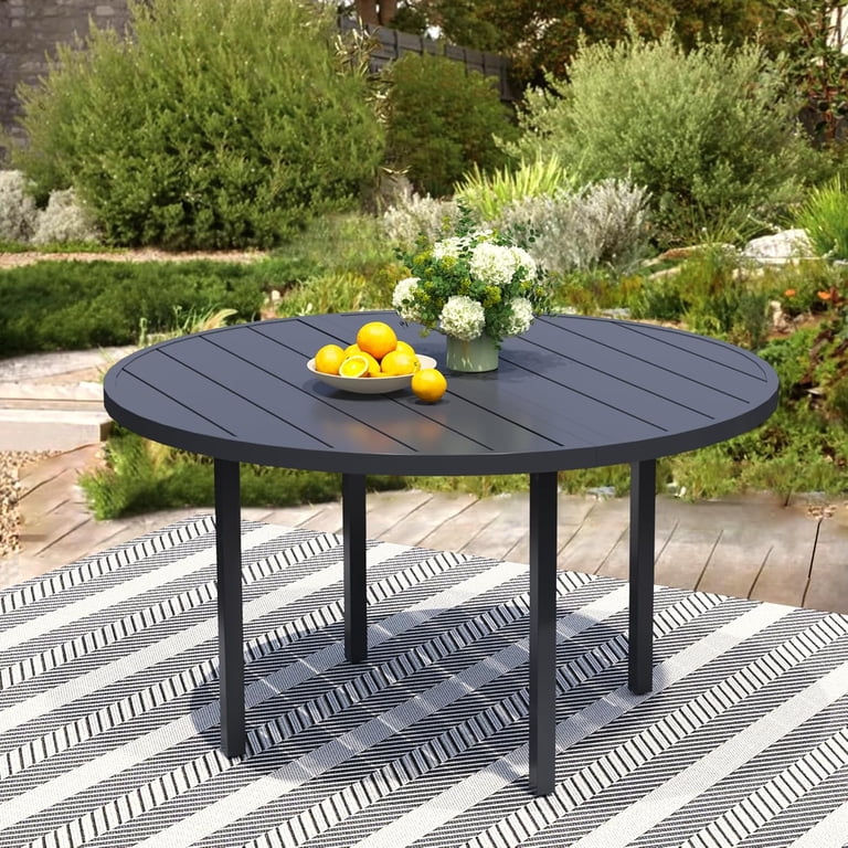 60'' round patio table with umbrella hole Mainstay Dining 60" put table base on top of it VOXBIN 60" Round Patio Table