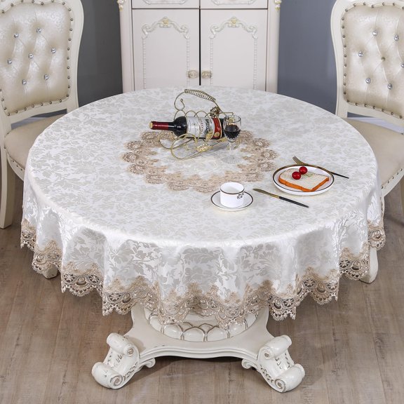 60 Round Tablecloth Lace Fabric Circular Dining Table Cover Circle Rustic Farmhouse Table Cloth for Restaurant Spring Summer Holiday Outdoor Dining-Room Rustic Banquet Party