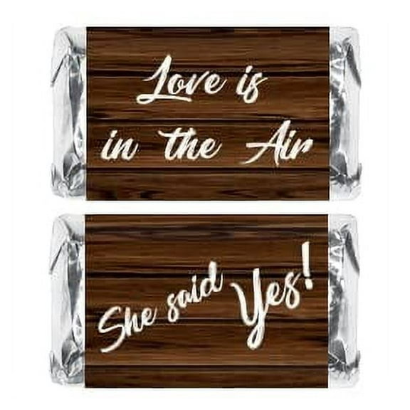 60 Rustic Theme Miniatures Candy Bar Wrapper, For Bachelorette, Bridal Shower Mini Candy Bar Stickers, Engagement Party Decorations, Candy Not Included. Made in USA