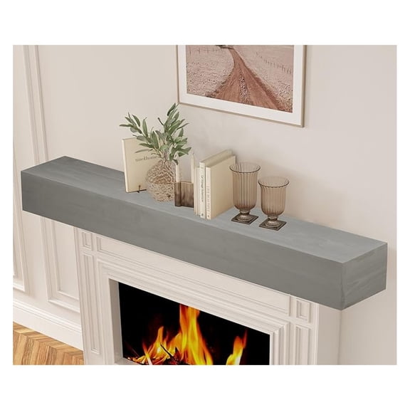 60" Rustic Wood Fireplace Mantel | Wall-Mounted & Floating Shelf for Home Decor