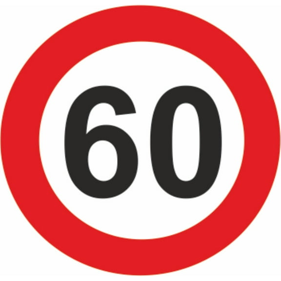 60 SPEED LIMIT 5 INCH CIRCULAR SELF ADHESIVE Metal Sign/SIGN -WATERPROOF-CARS/VANS Size: 8 x 8 inch