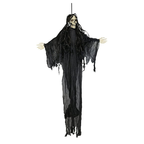 60 "Scary Grim Reaper Animation Light Up Eyes Hanging Skeleton Ghost Haunted House Outdoor Halloween Decorations