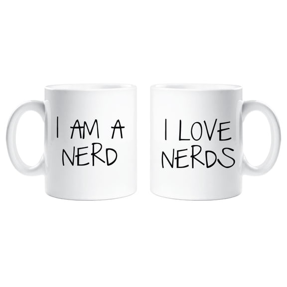 60 Second Makeover I Am a Nerd I Love Nerds Mug Set Novelty Anniversary Valentines Cup Ceramic