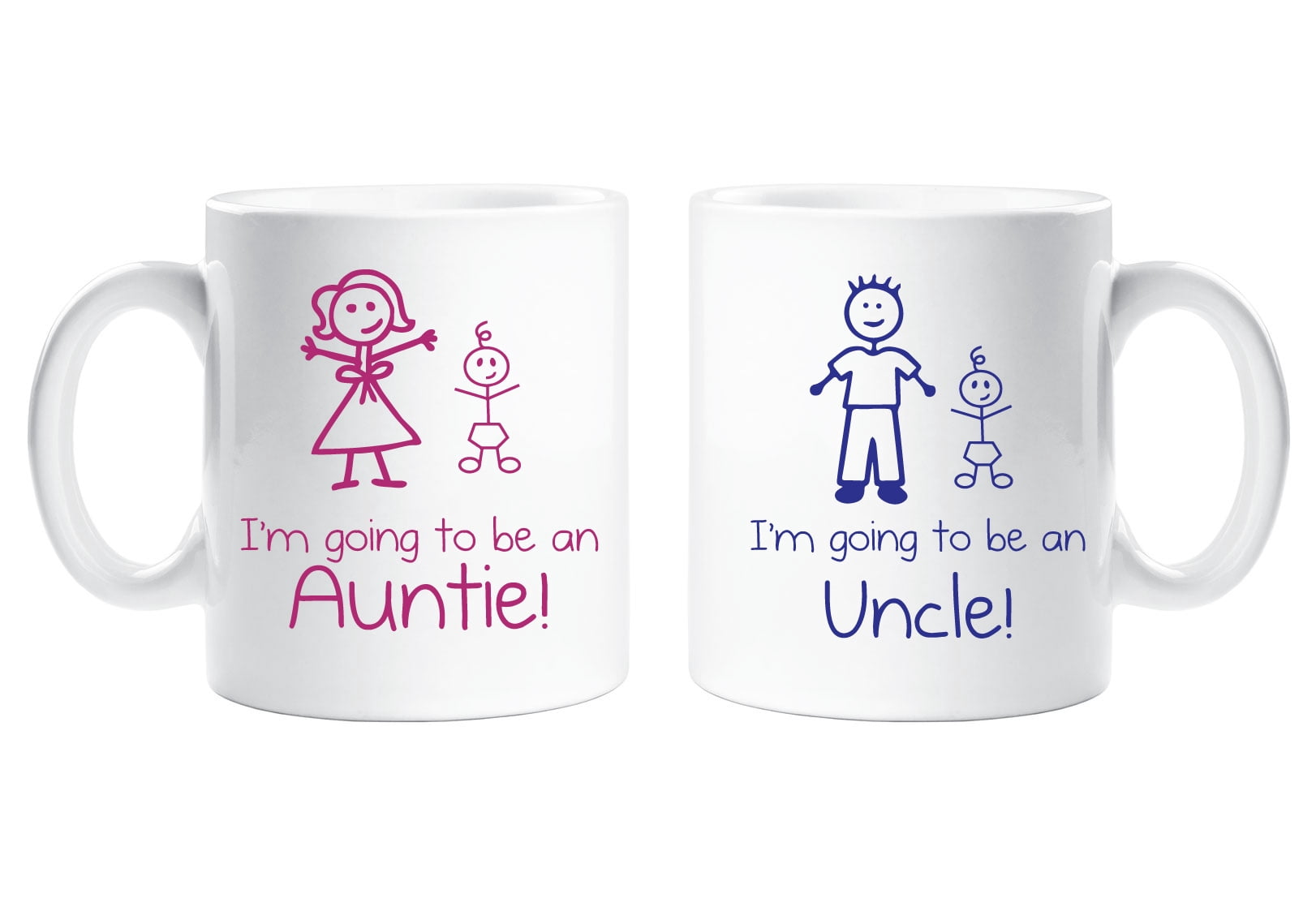 60 Second Makeover I'm Going to be an Auntie I'm Going to be an Uncle Mug Set Stick Person People Cup New Baby
