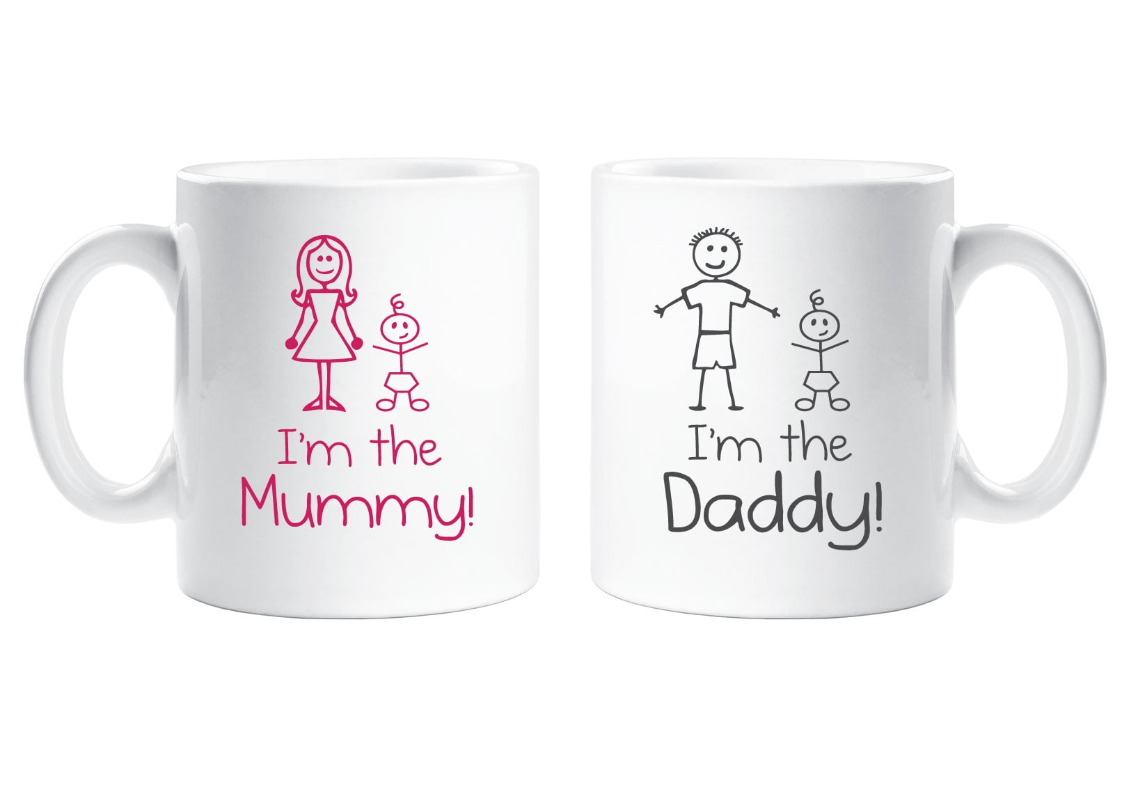60 Second Makeover I'm The Mummy I'm The Daddy Mug Set Family Present New Daddy Mum Dad New Baby Gift Cup Ceramic