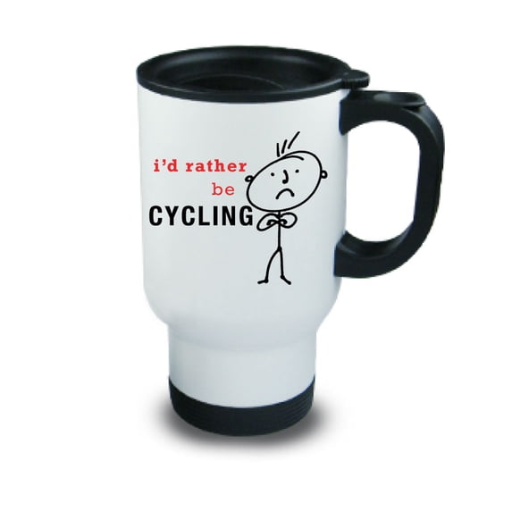 60 Second Makeover Mens I'd Rather Be Cycling Metal Travel Mug Dad Present Cup Cyclist