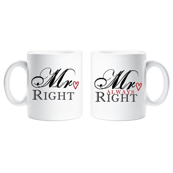 60 Second Makeover Mr Right Mr Always Right Mug Set Couples Novelty Gift Cup Ceramic Present Civil Partnership