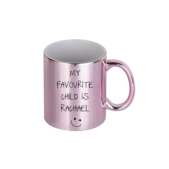 60 Second Makeover My Favourite Child is Mug Pink Chrome Funny Cup Mothers Day Gift Cup Ceramic Present Gift
