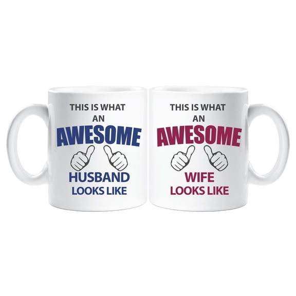 60 Second Makeover This Is What An Awesome Husband Wife Mug Set Parents Present Gift Christmas Anniversary Cup Cerami