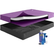 60% Semi-Waveless Hardside Waterbed Mattress Bundle with Two Fiber Layers, Liner, Fill/Drain Kit & Conditioner - No Frame, Size Queen