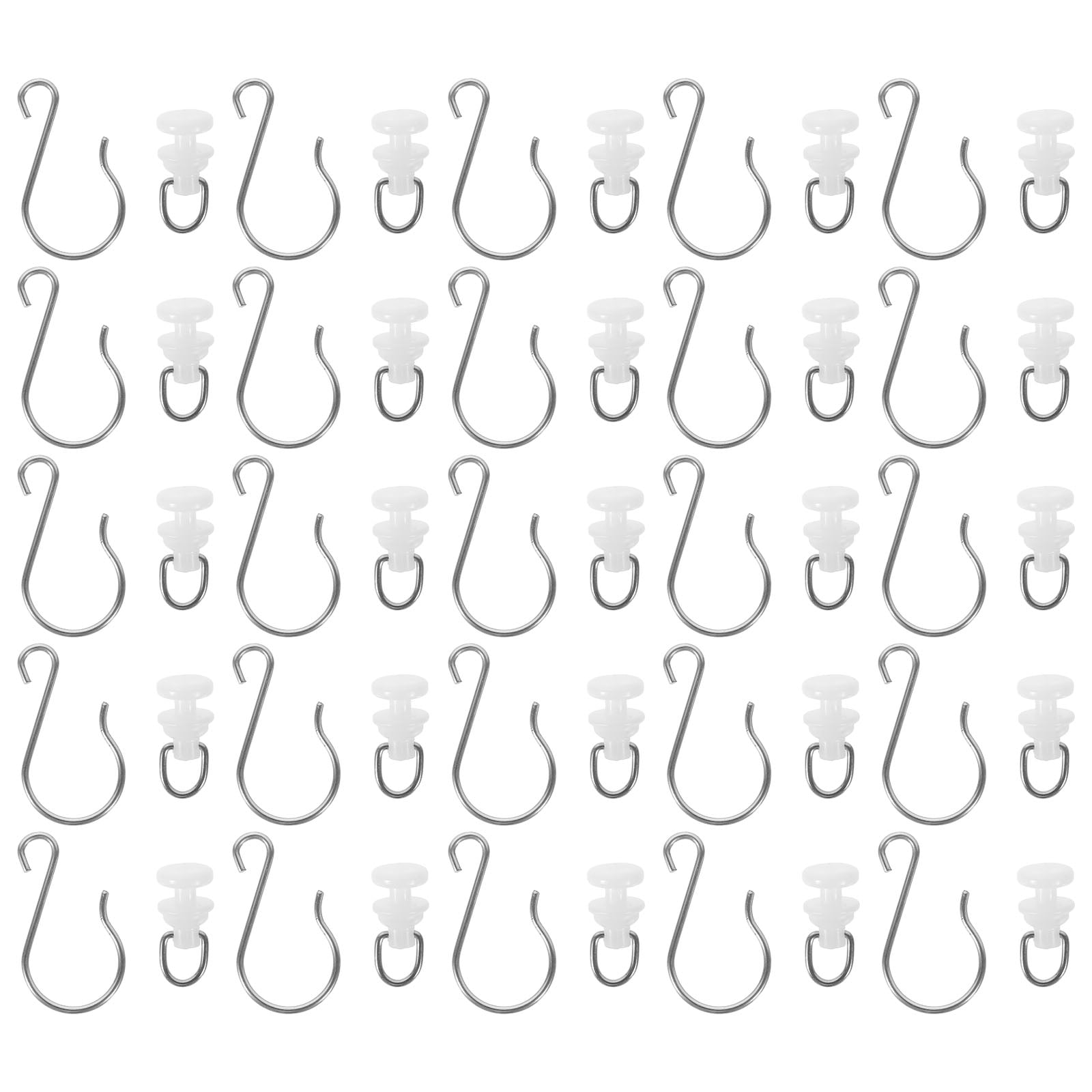 60 Set Curtains Shower Rail Hooks Pulley Bathroom Gliders Slide