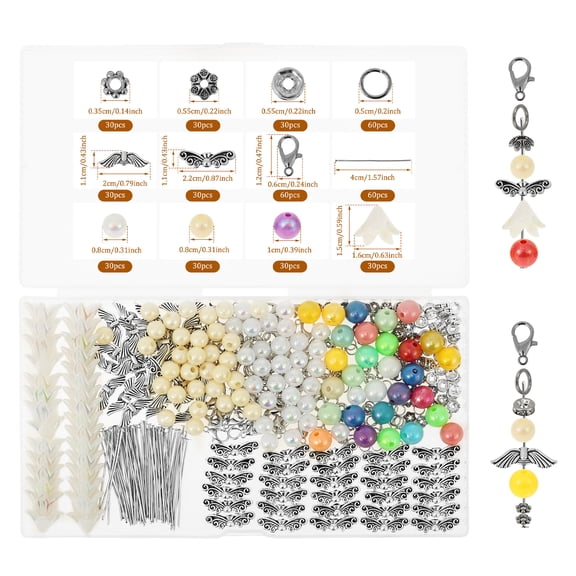 60 Set Keychain Making Kit Guardian Angel Keyring Making Kit Pearl Angel DIY Lucky Keyring Make Your Own Guardian Keychain
