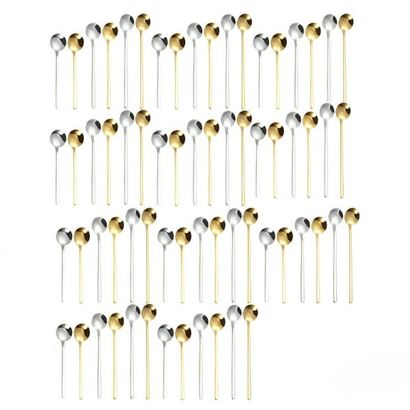 60 Set Long Handle Stainless Steel Coffee Spoons Stirring Utensils For Home