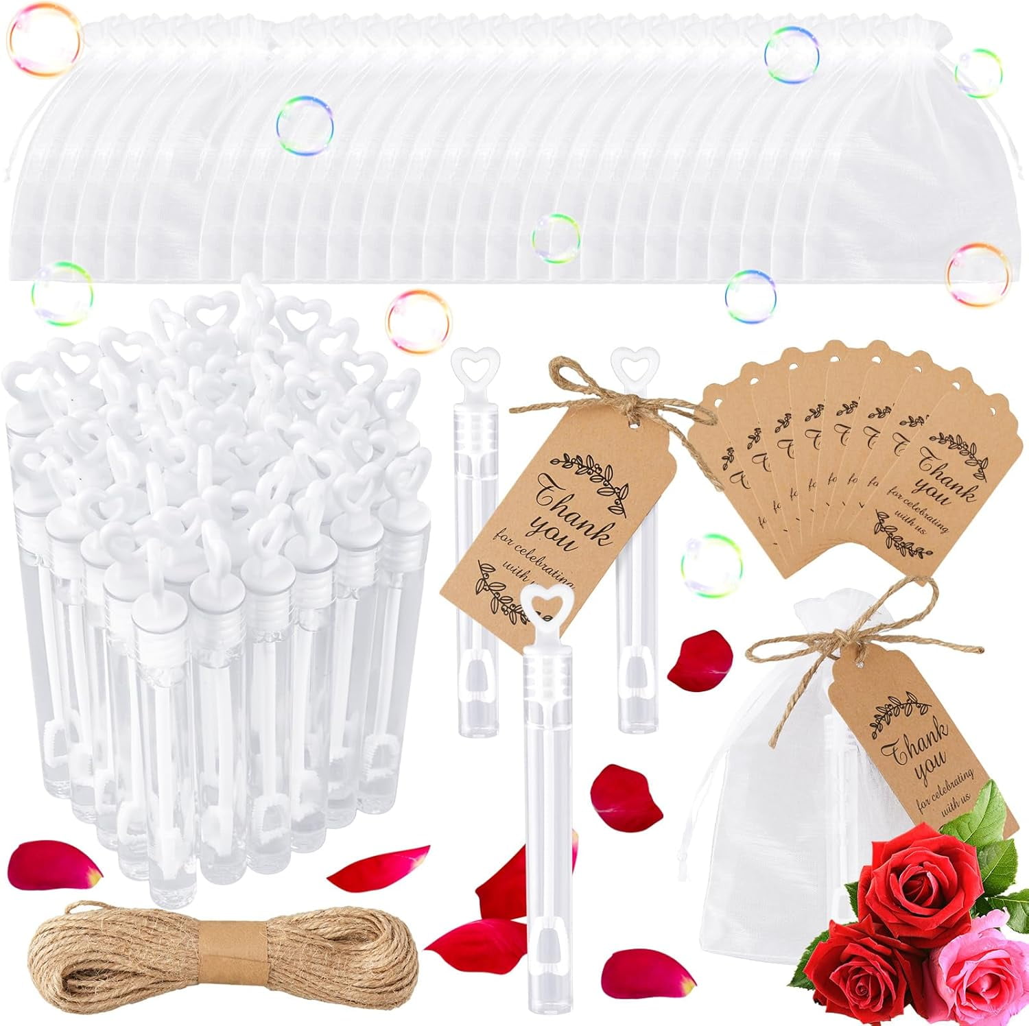 60 Set Wedding Favors for Guests Bulk Include 60 Mini Bubble Wands Tube ...