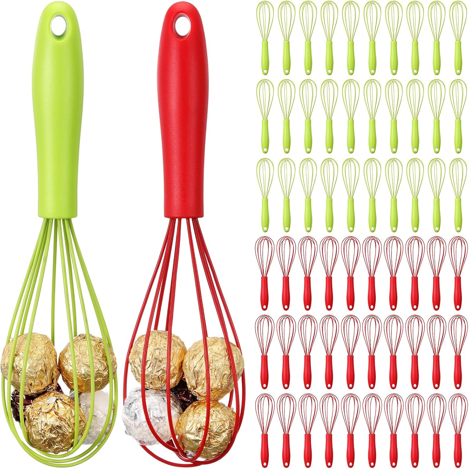 60 Sets 10 Inch Whisks Bulk DIY Fillable Silicone Whisks Gifts for ...