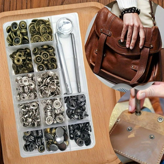 60 Sets 15mm 5/8" Metal Snap Buttons,Leather Snap Fasteners Kit with Fixing Tools,Craft Snaps for Clothes,Windbreaker,Shirts,Jacket,Backpacks,Wallet,Bags,DIY Hand Tools Kits