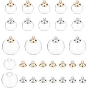 NOBRAND 60 Sets 2 Sizes Mini Empty Clear Glass Globe Glass Vial Bottle Pendant Wish Bottle Charms with Caps for DIY Pendant Charms Stud Earring Making