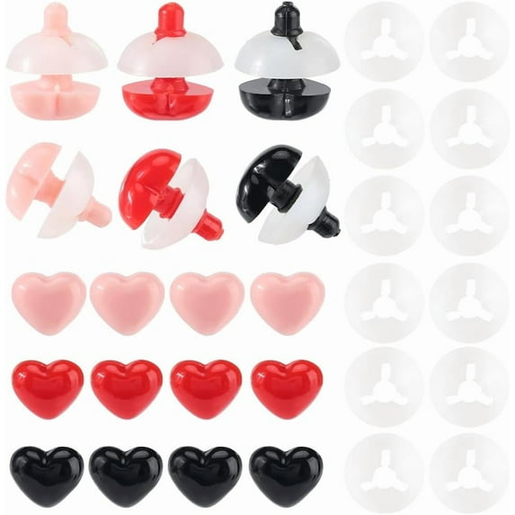 60 Sets 3 Colors Heart Resin Craft Doll Eye Stuffed Toy Eye for DIY Doll Toys Puppet Plush Animal Making Mixed Color 12.5x15x19.5mm 20 sets/color