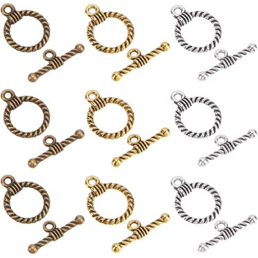 10 Sets Tibetan Silver Alloy Rose Flower Toggle Clasps – 19x18mm, Antique Silver