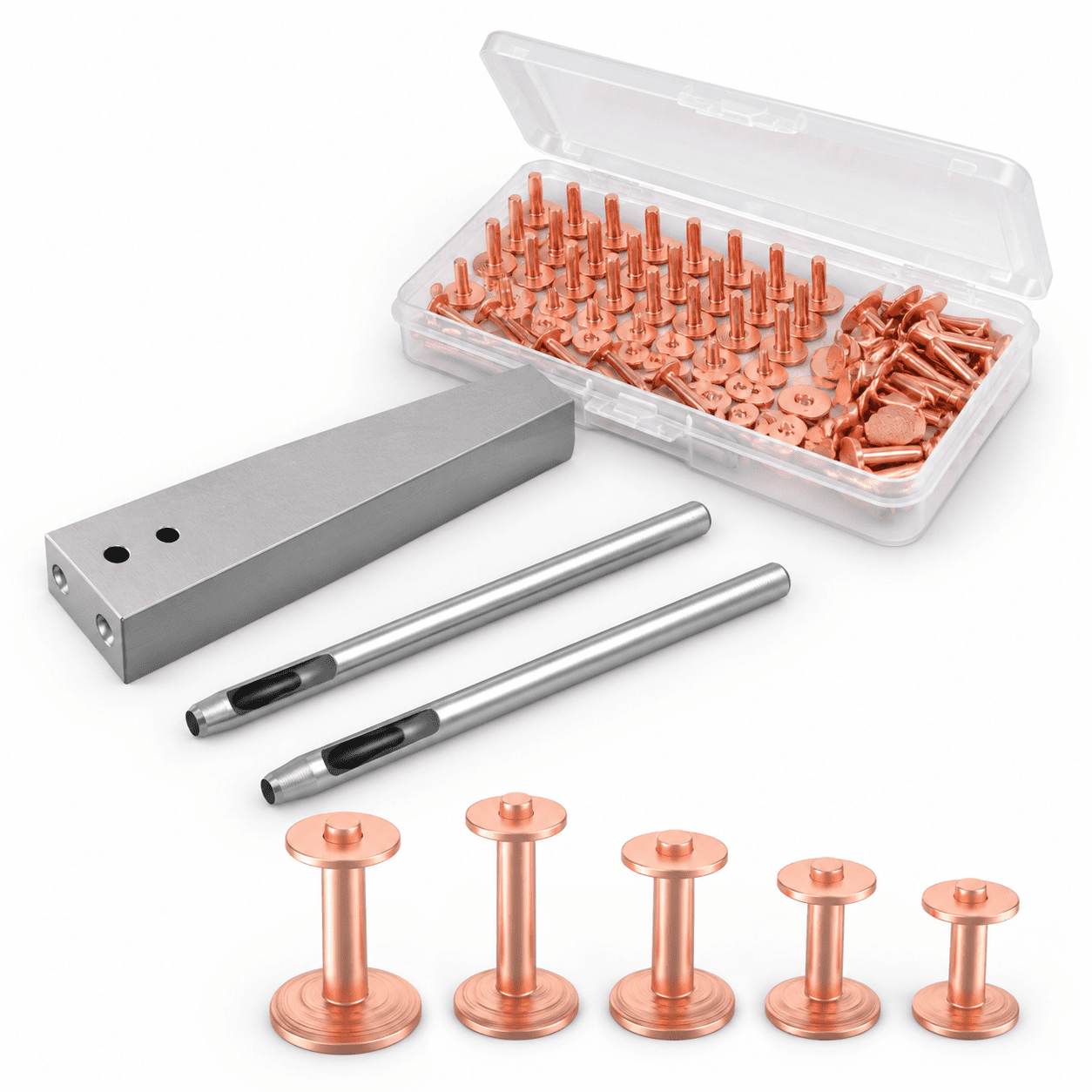 Tinner Rivet Tool 60 Sets Copper Rivet Kit with Tools for Leather Crafting, Belts ...