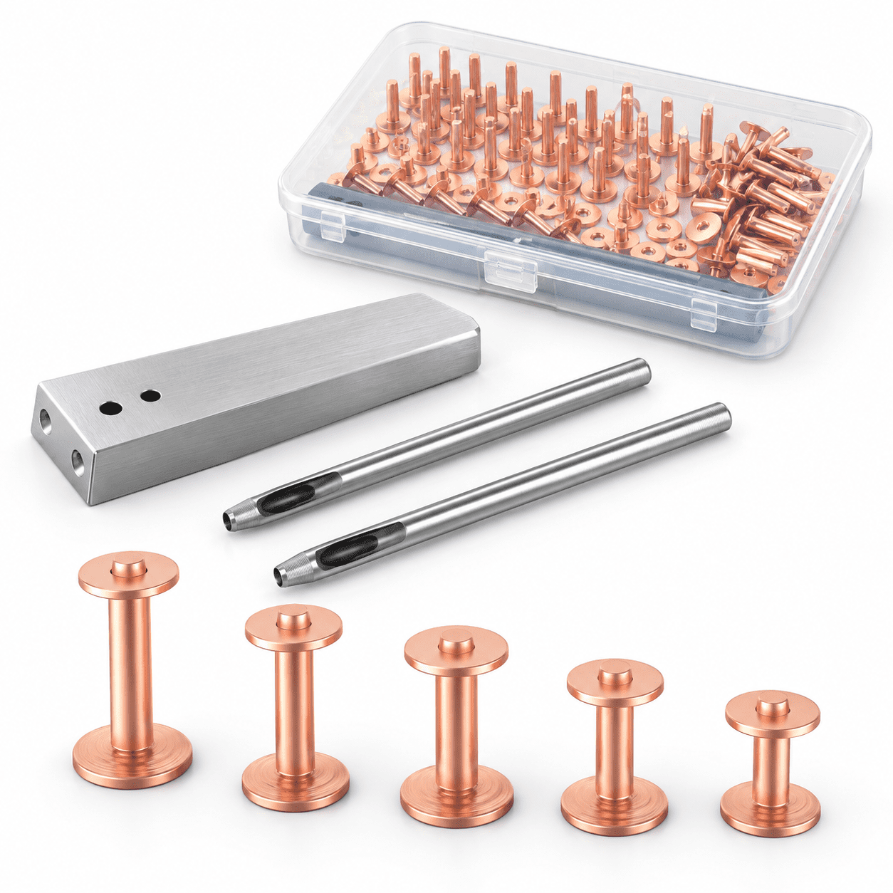 60 Sets Copper Rivets Kit with Tools for Leather Crafting, Belts ...