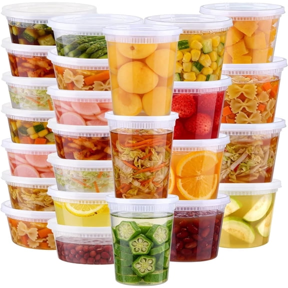60 Sets Deli Containers with , 8/16/32 oz Quart Containers , Airtight Takeout Plastic  Storage Container, Stackable Leakproof Microwave & Freezer Safe for Soup, Sauce & Leftover