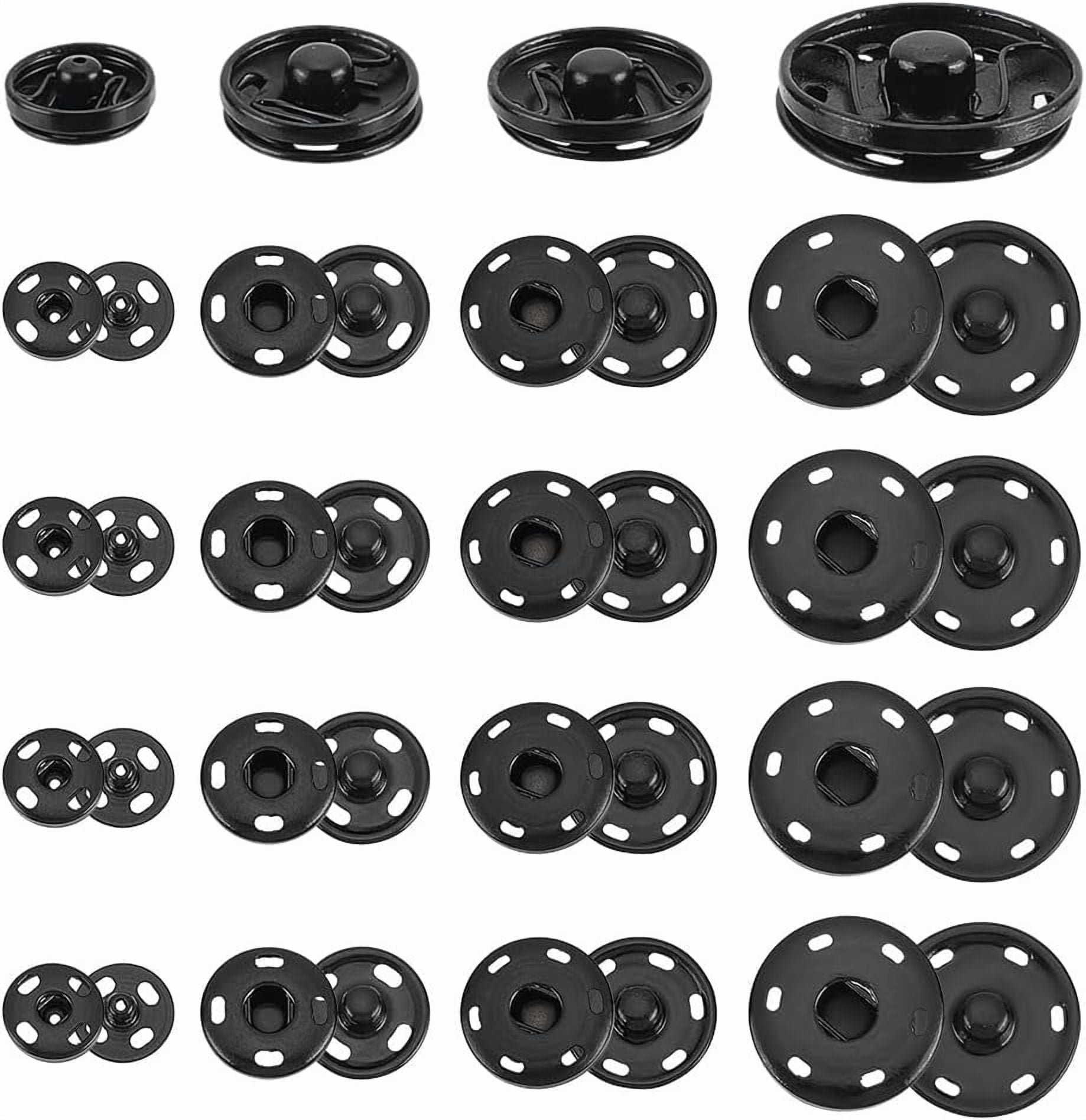 60 Sets Sew on Snap Buttons 4 Sizes Alloy Snap Fastener Buttons Sewing ...